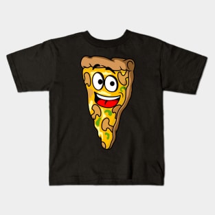 Cartoon Mushroom Cheese Pizza Kids T-Shirt